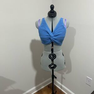 Forever 21 Blue Twist Front Crop Top